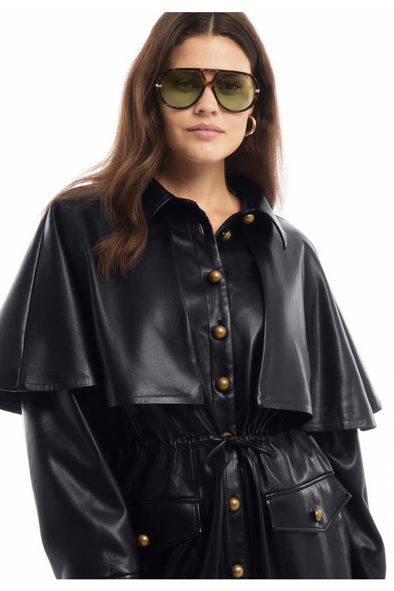 Faux Leather Cape Jacket, Alternate, color, BLACK ONYX