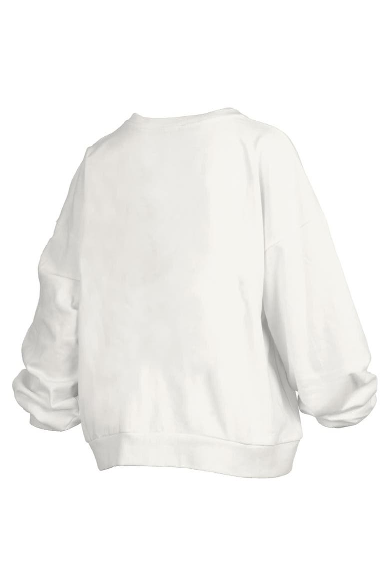 Women's Pressbox White Alabama Crimson Tide Janise Arch Over Logo Waist Length Oversized Pullover Sweatshirt, Alternate, color, White