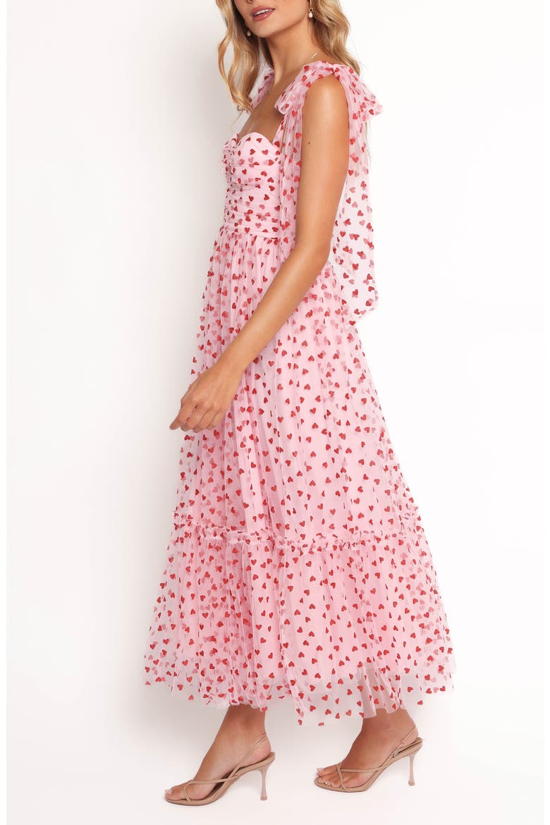 Floret Tie Strap Chiffon Overlay Cocktail Midi Dress, Alternate, color, RED HEARTS