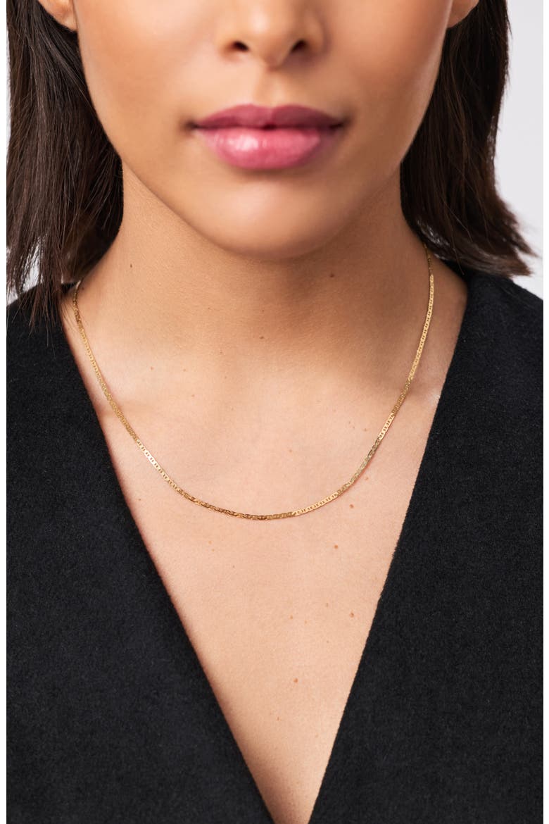 Solid Yellow Gold - Flat Mariner Chain Necklace, Alternate, color, Gold