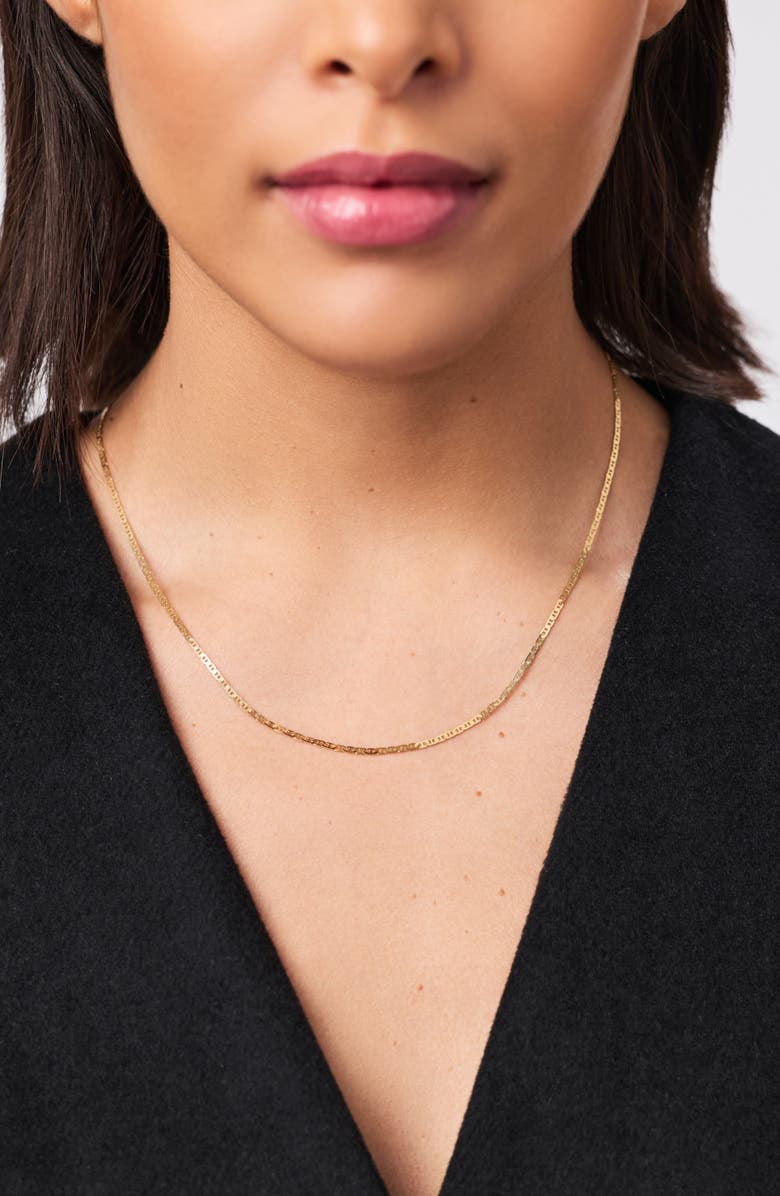 Ana Luisa Solid Yellow Gold - Flat Mariner Chain Necklace, Alternate, color, Gold