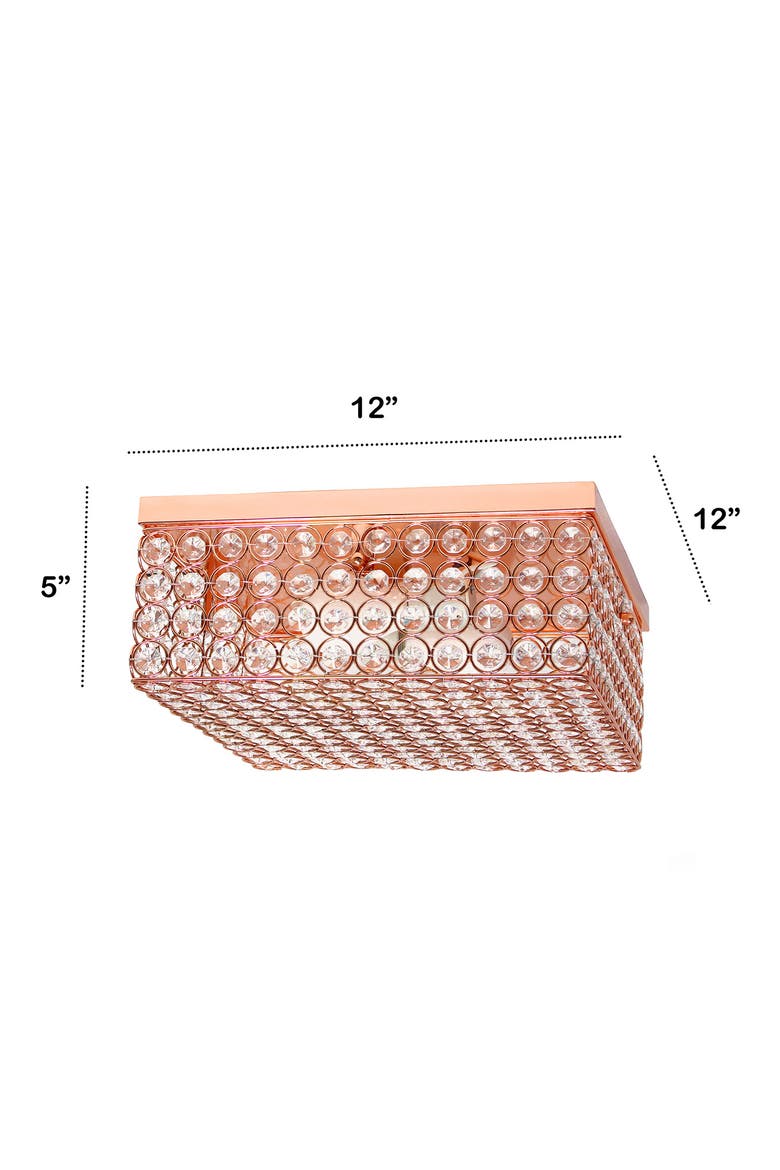 Glam 2 Light Square Crystal Flush Mount, Alternate, color, ROSE GOLD
