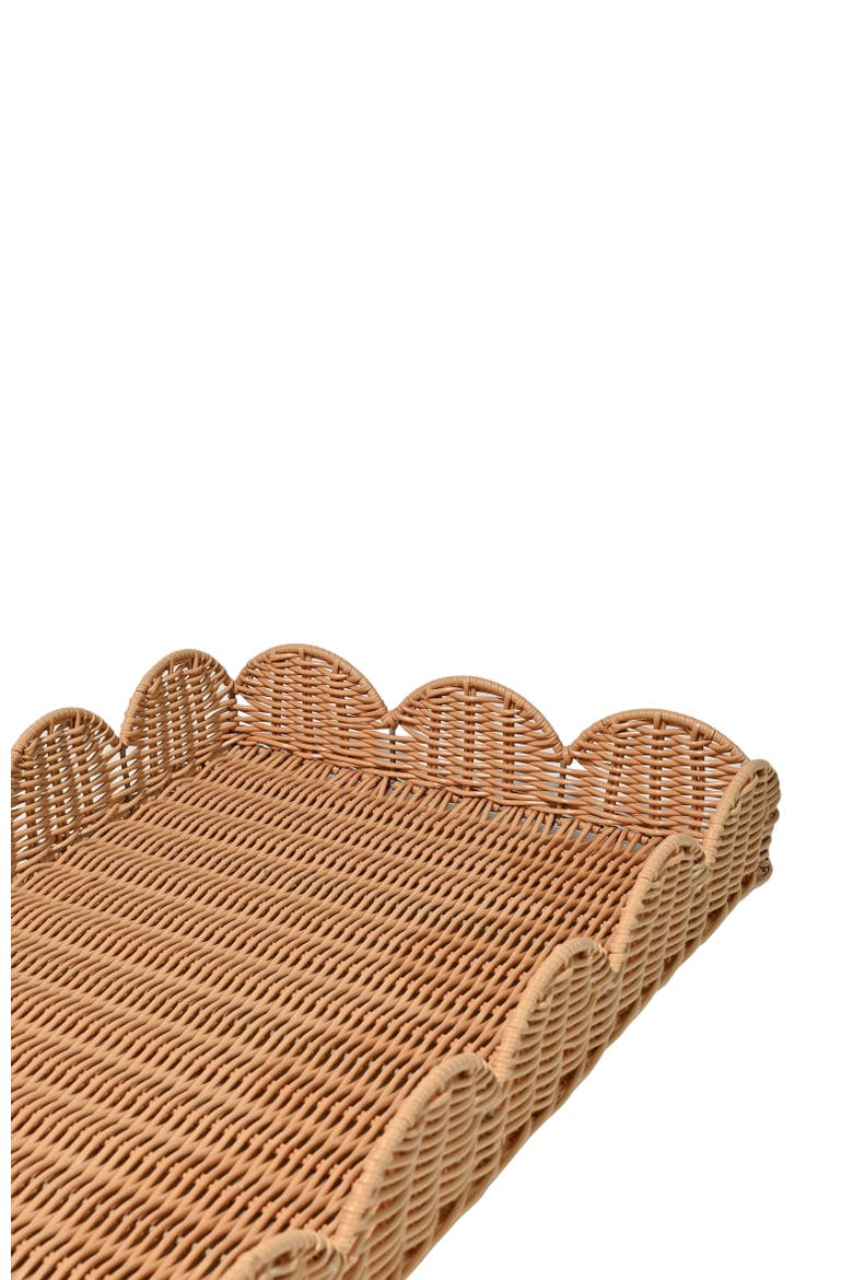 Parker Southwestern Cottage Resin Scalloped Rectangular Decorative Serving Trays,, Alternate, color, Brown