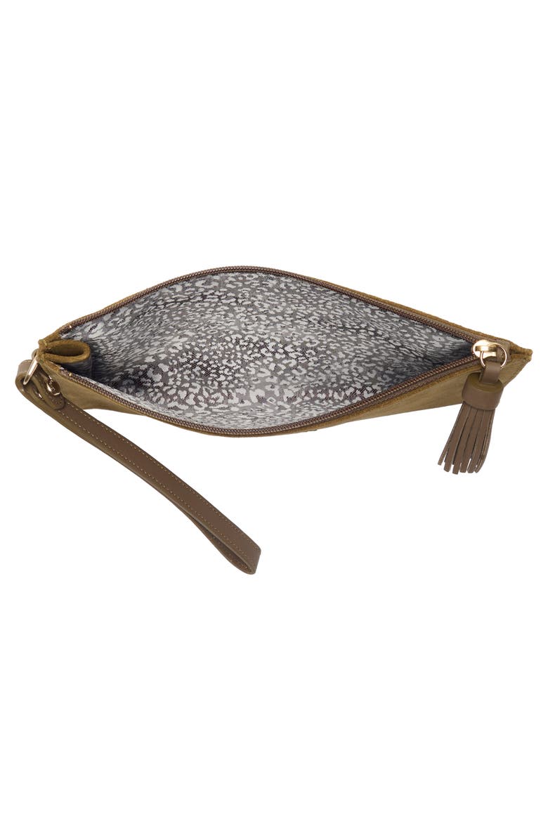 Longchamp Suede Wristlet, Alternate, color, Khaki