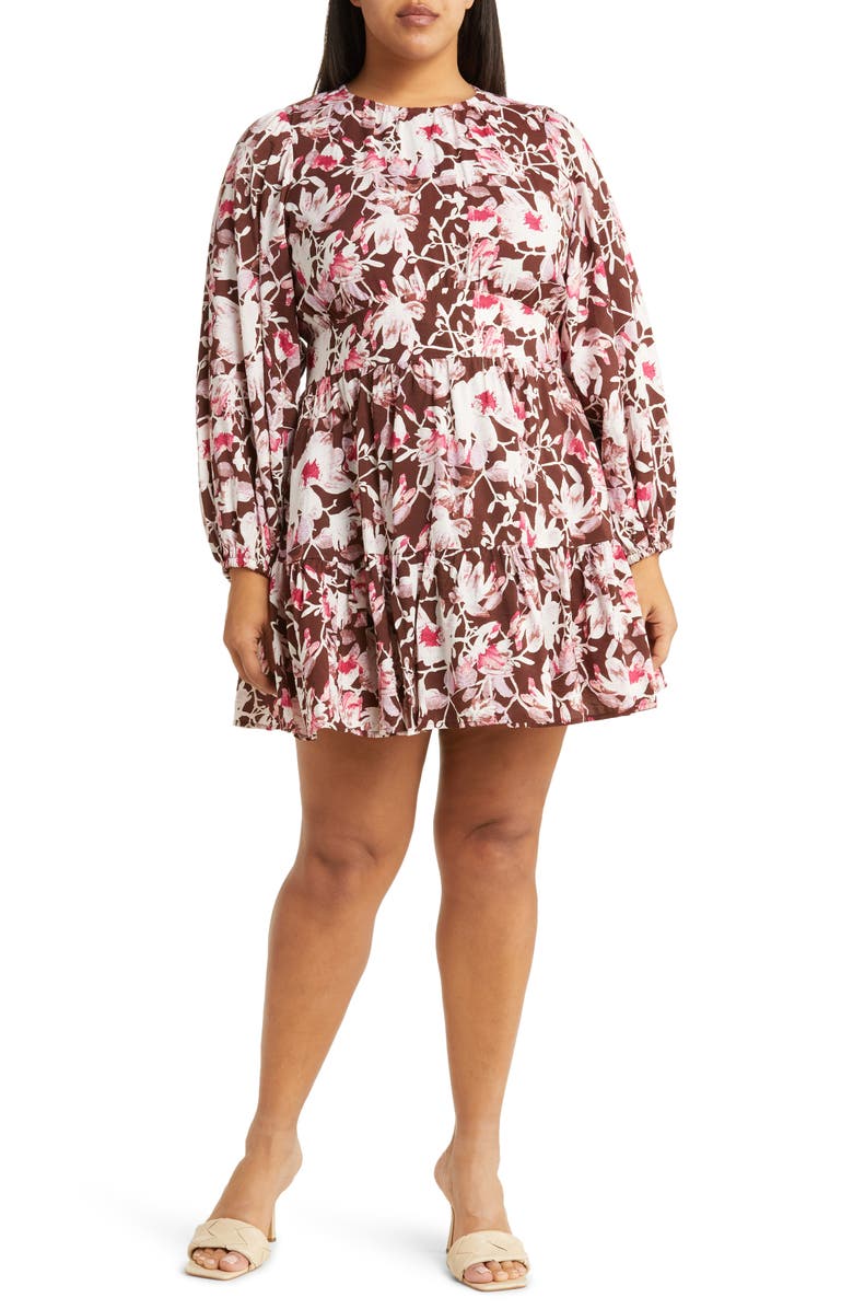 Chelsea28 Floral Tiered Long Sleeve Dress, Main, color, 