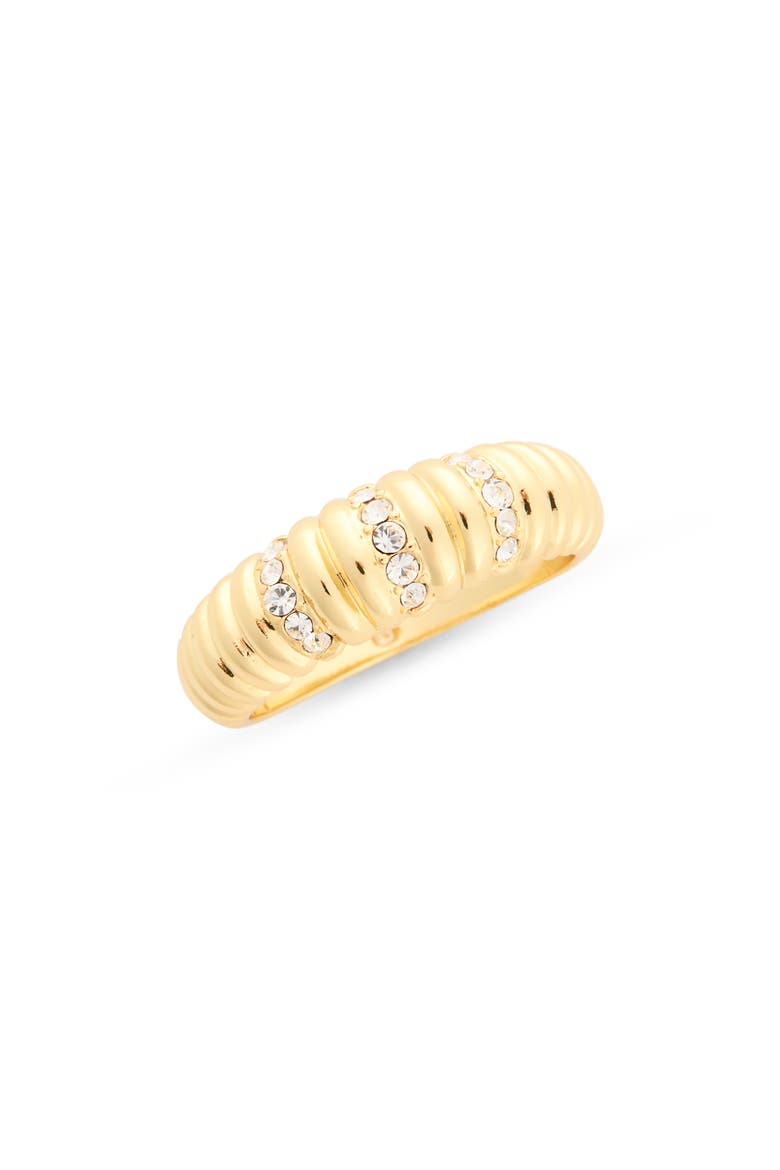 Pavé Curved Band Ring, Main, color, CLEAR / GOLD