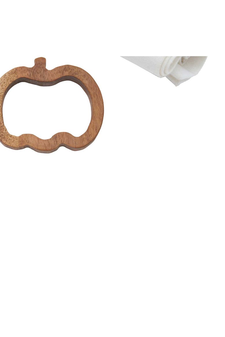 Pumpkin Premium Acacia Wood Decorative Napkin Rings Set of 4, Alternate, color, Brown