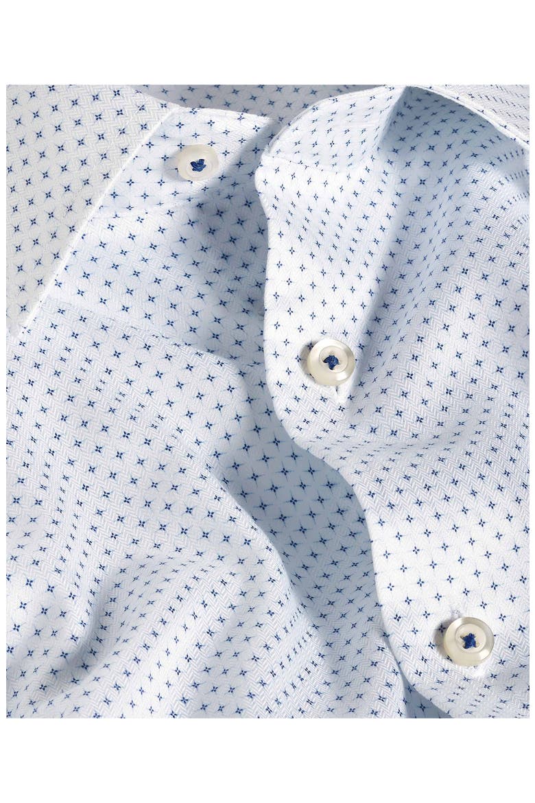 Trim Fit Neat Print Cotton Dress Shirt, Alternate, color, WHITE/ NAVY