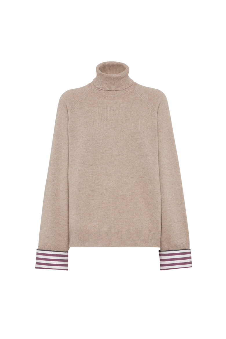 Turtleneck sweater with monili, Main, color, Light Brown