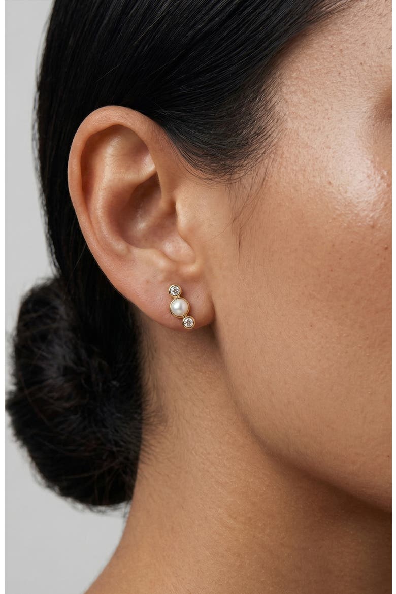 Malvo Mini Pearl Stud Earring in Gold, Alternate, color, Gold
