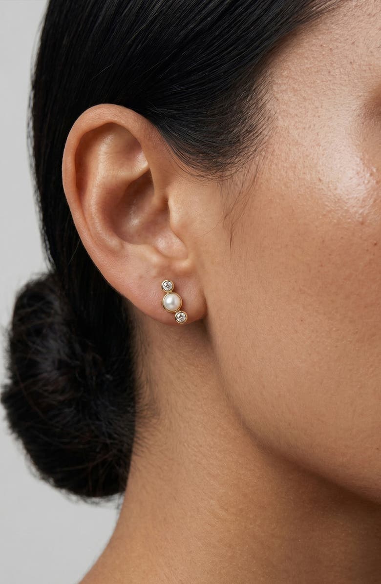 YOJ Malvo Mini Pearl Stud Earring in Gold, Alternate, color, Gold