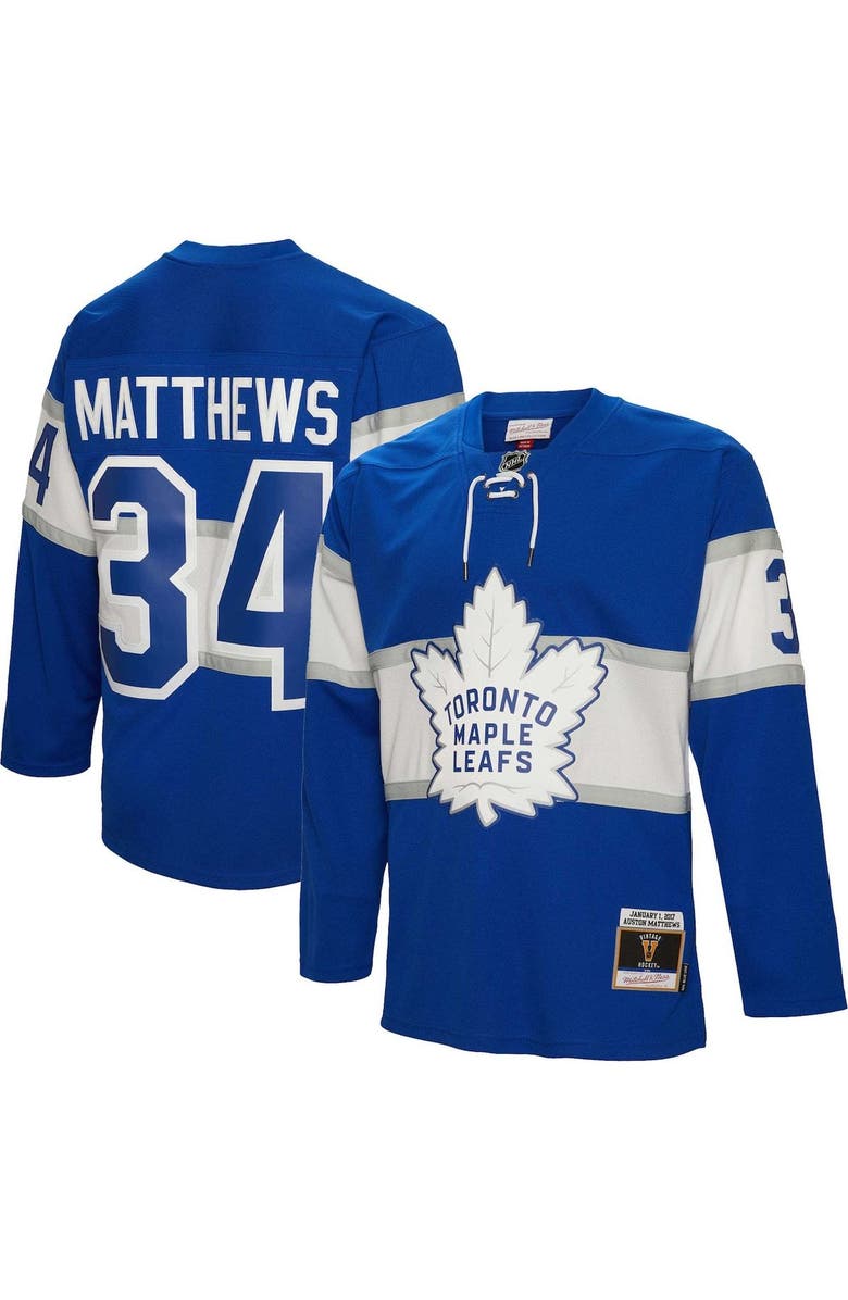 Mitchell & Ness Men's Mitchell & Ness Auston Matthews Blue Toronto Maple Leafs  2017 Winter Classic Blue Line Player Jersey, Main, color, 