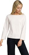 Lands' End Bracelet Sleeve Supima Cotton Boat Neck Flare Sleeve Top