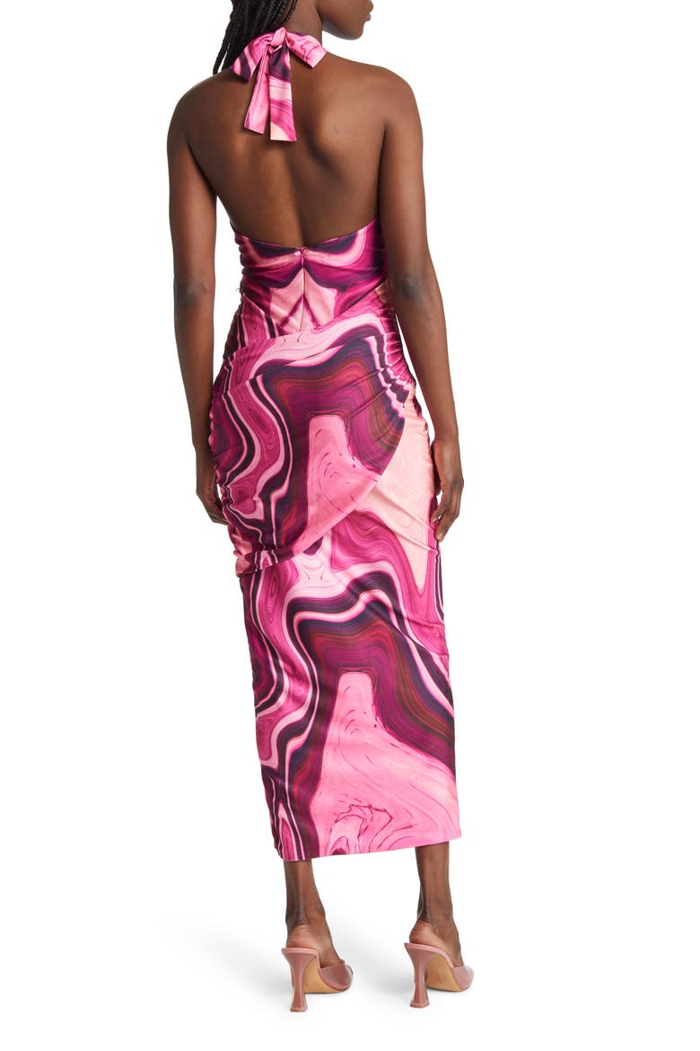 Azelea Halter Neck Midi Dress, Alternate, color, VIOLET SWIRL