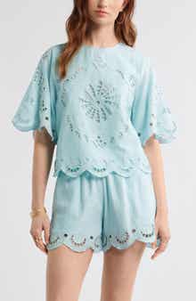 Eyelet Linen Blend Top