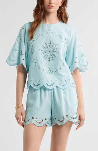 Eyelet Linen Blend Top