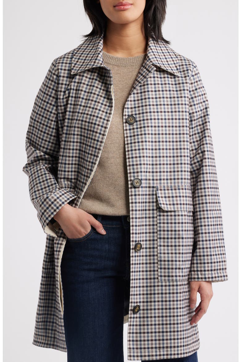 Check Flannel Trench Coat, Main, color, MINI TWILL PLAID PRINT FLANNEL