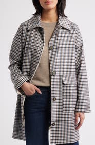 Bernardo Check Flannel Trench Coat