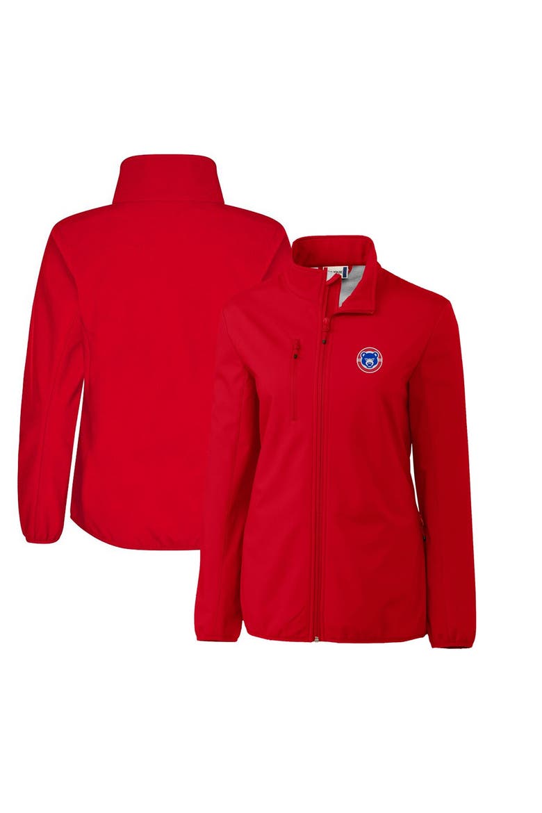 Women's Cutter & Buck  Red South Bend Cubs Clique Trail Stretch Softshell Full-Zip Jacket, Main, color, Red