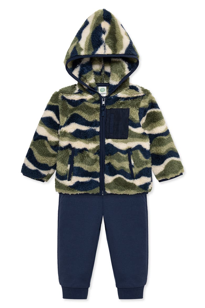 Set of 3 Landscape Camo Thermal T-Shirt, Knit Joggers & Hooded Fleece Jacket, Alternate, color, BLUE/ GREEN