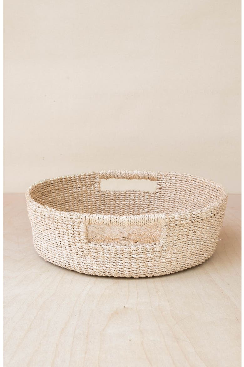 Round Tray with Cutout Handles, Alternate, color, Natural