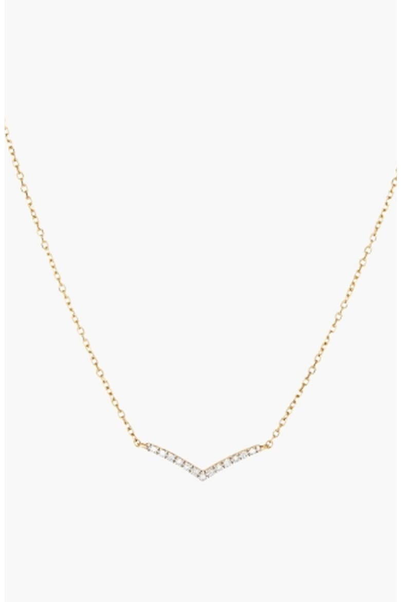 Pavé Diamond Wishbone Necklace, Alternate, color, Yellow Gold