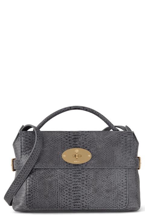 Small Stevie Snake Embossed Leather Top Handle Bag