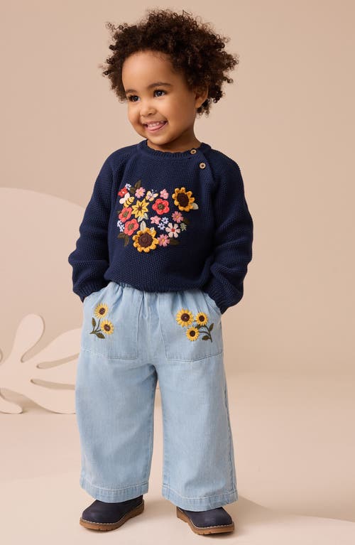 Next Kids' Embroidered Sweater & Jeans Set In Green