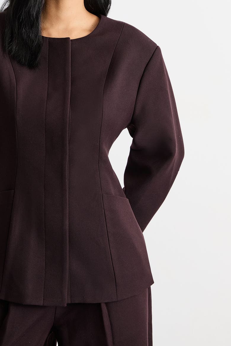 Premium Tailored Moulded Waist Blazer, Alternate, color, Chocolate