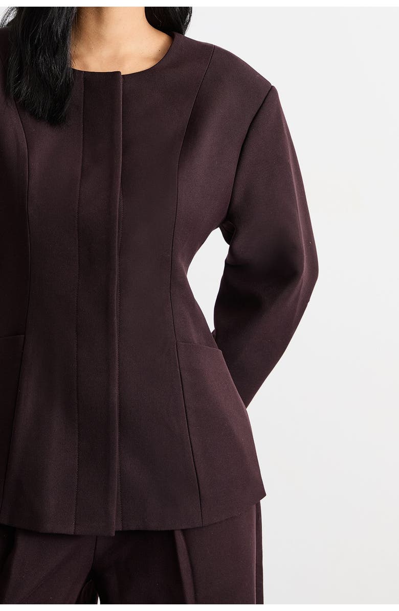 Warehouse Premium Tailored Moulded Waist Blazer, Alternate, color, Chocolate