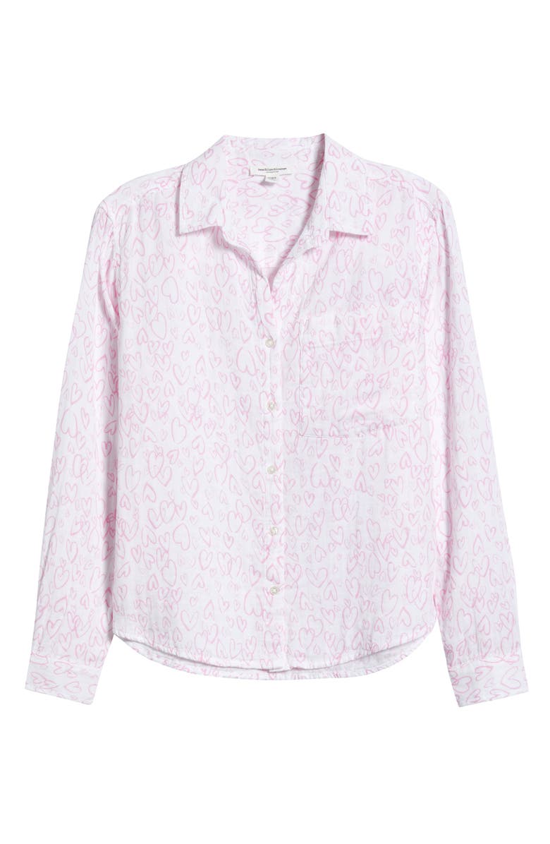 beachlunchlounge Cam Cotton Gauze Button-Up Shirt, Alternate, color, Love Is Blind