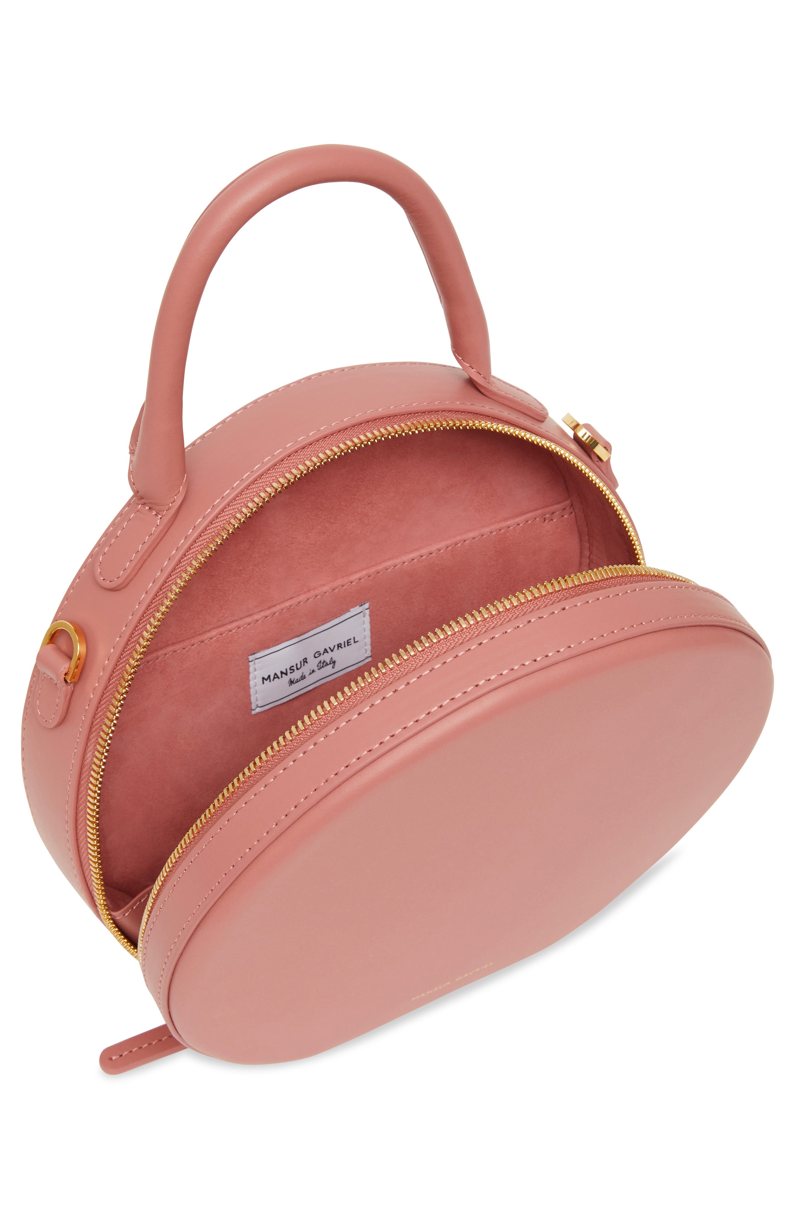 Mansur Gavriel Calfskin Leather Circle Crossbody Bag, Alternate, color, Blush