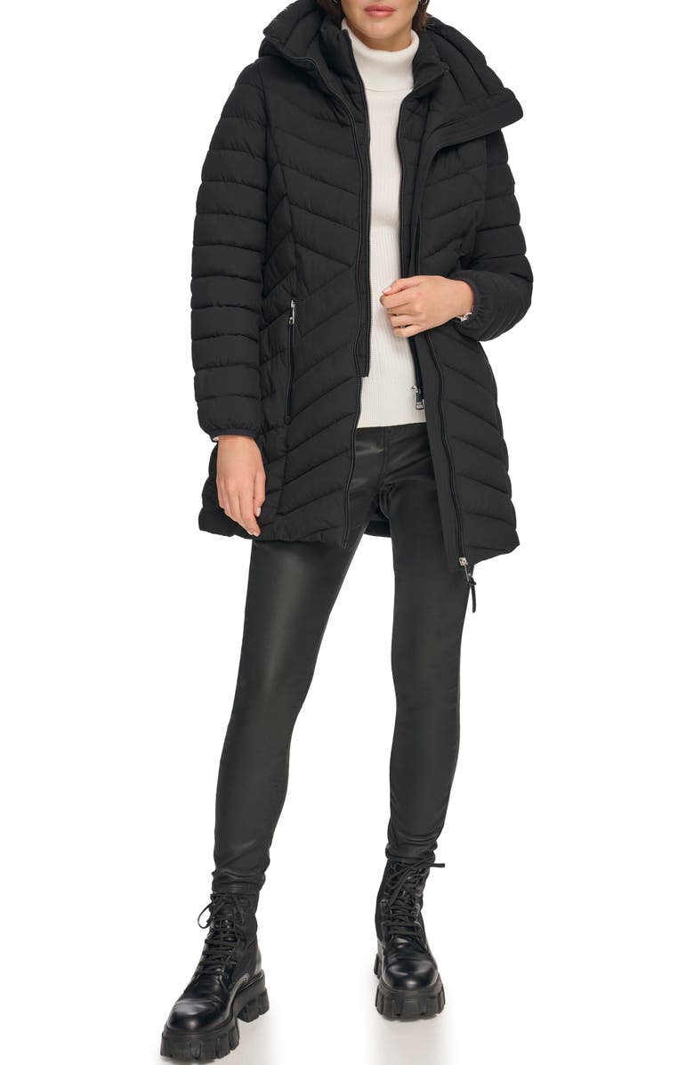 DKNY Water Resistant Hooded Bib Puffer Jacket, Alternate, color, 