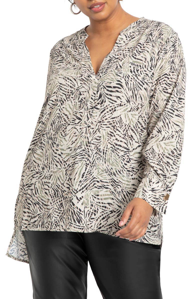 ELOQUII Mandarin Collar Tunic Blouse, Main, color,