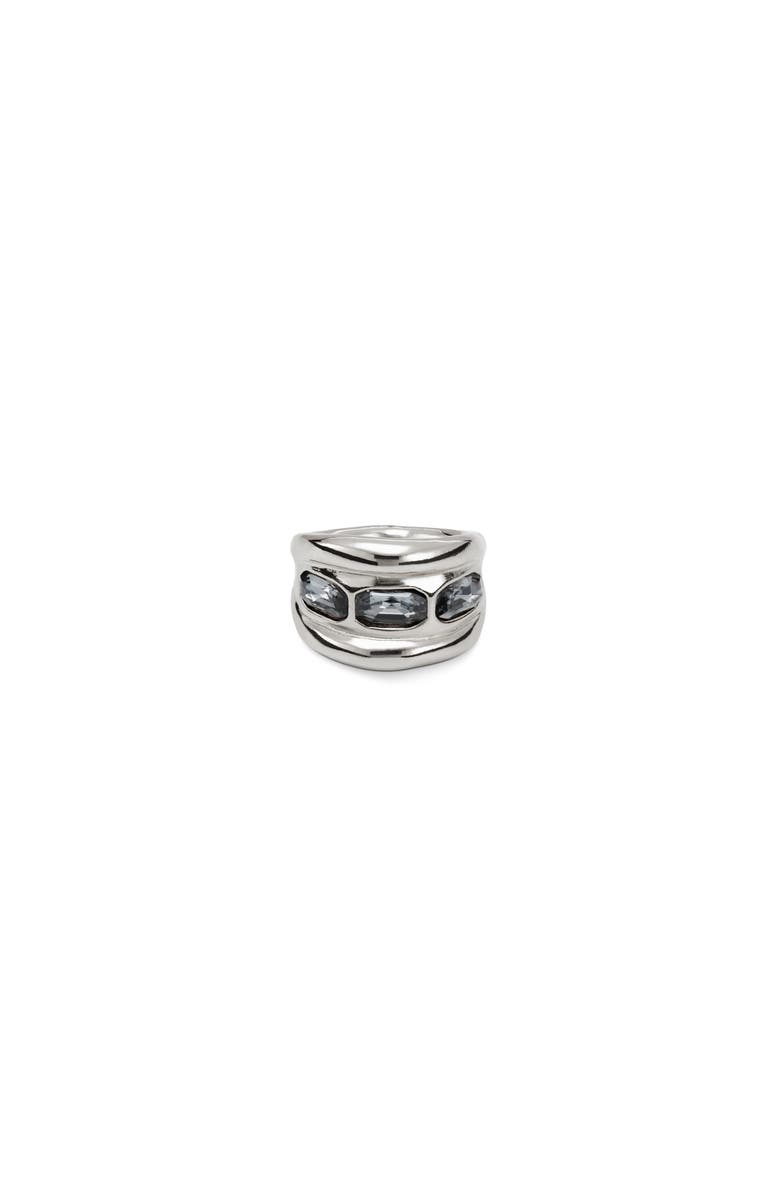 UNODE50 Triple Grey Crystal Ring, Main, color, Silver