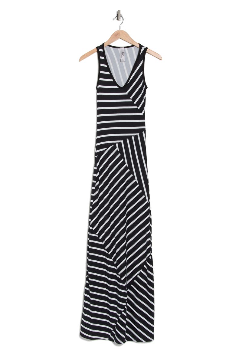 Panel Maxi Dress, Alternate, color, BLACK WHITE