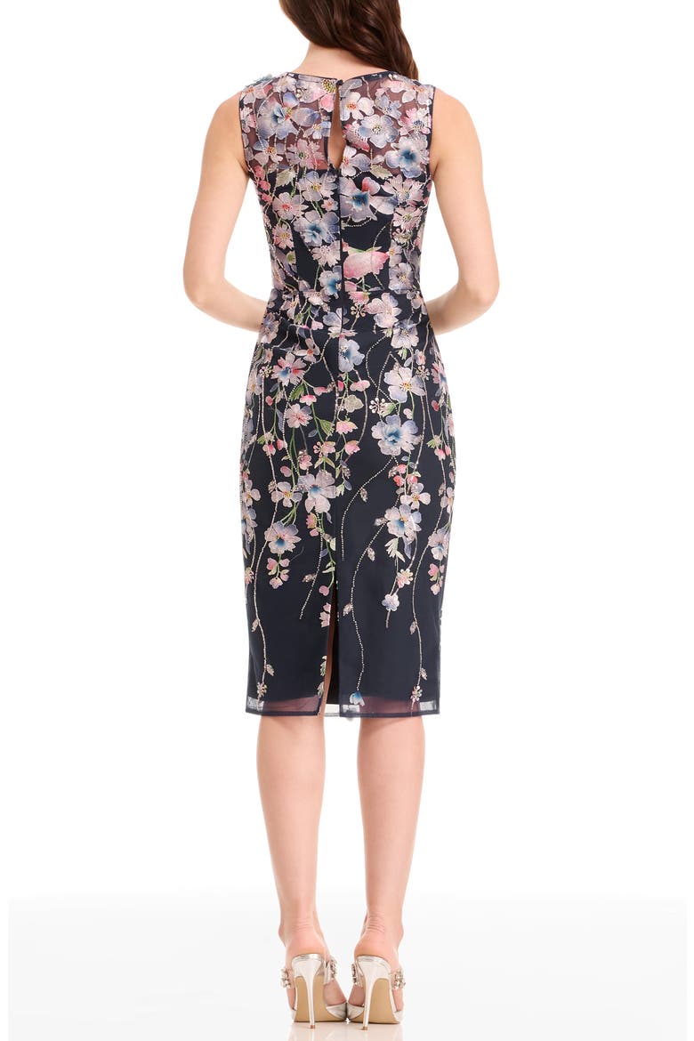 Claudette Embroidered Floral Cocktail Dress, Alternate, color, NAVY MULTI