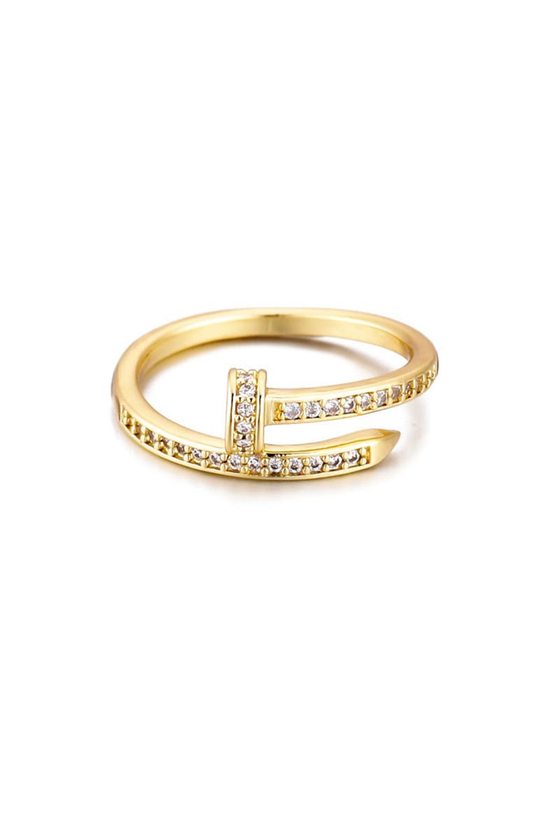 CZ Nail Bypass Ring, Main, color, GOLD