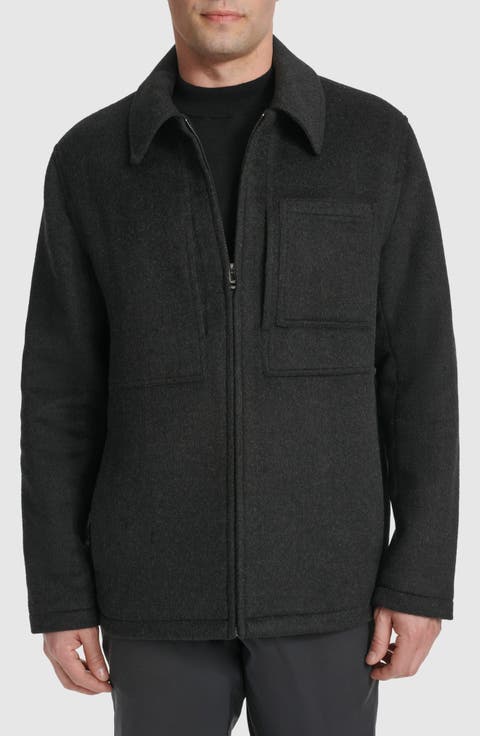 Felt Zip Front Shirt Jacket