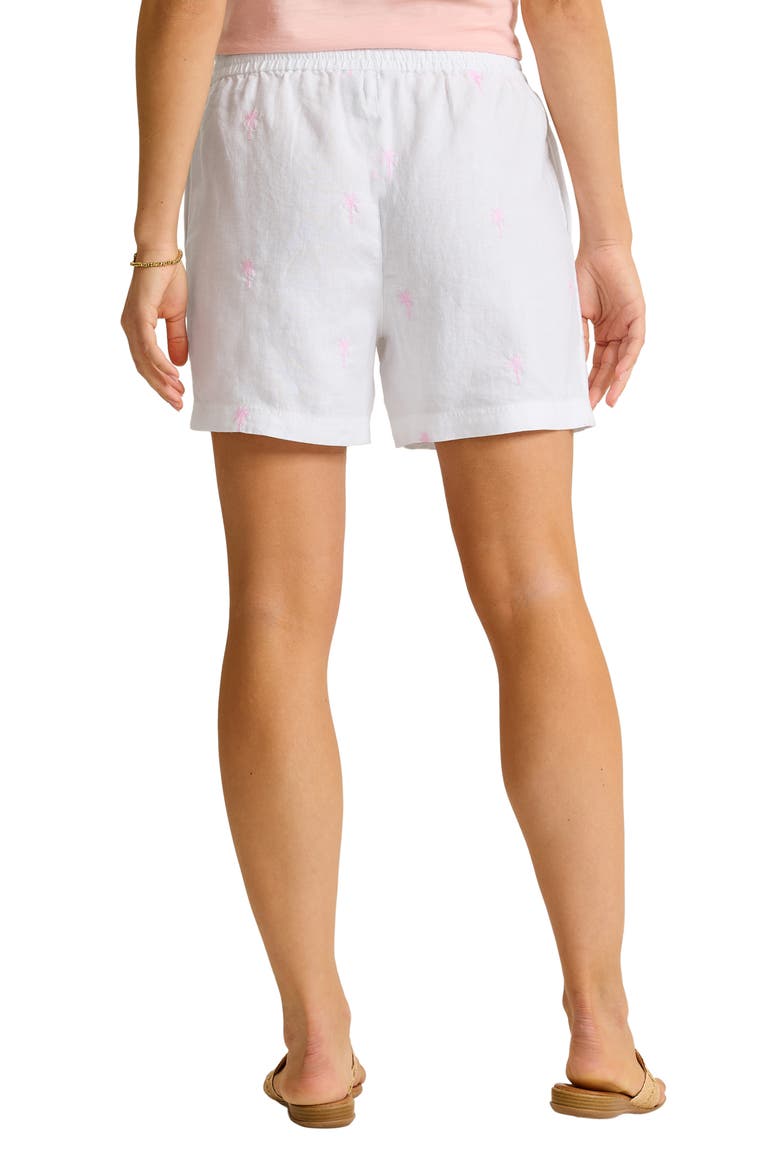 Palm Tree Embroidered Linen Shorts, Alternate, color, CYBER LIGHT