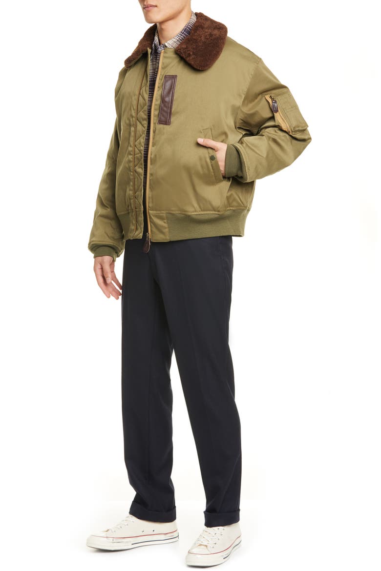 B-15 Down & Feather Fill Jacket with Genuine Shearling Collar, Alternate, color, OLIVE/ OD