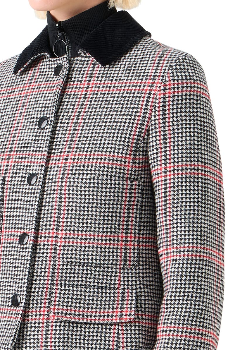 Akris punto Glen Plaid Virgin Wool Crop Jacket, Alternate, color, Black-Cream-Vermillion