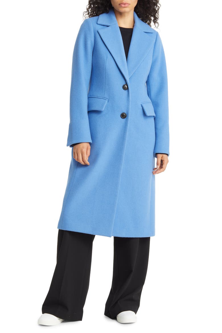 Notch Collar Wool Blend Coat, Main, color, CREW BLUE