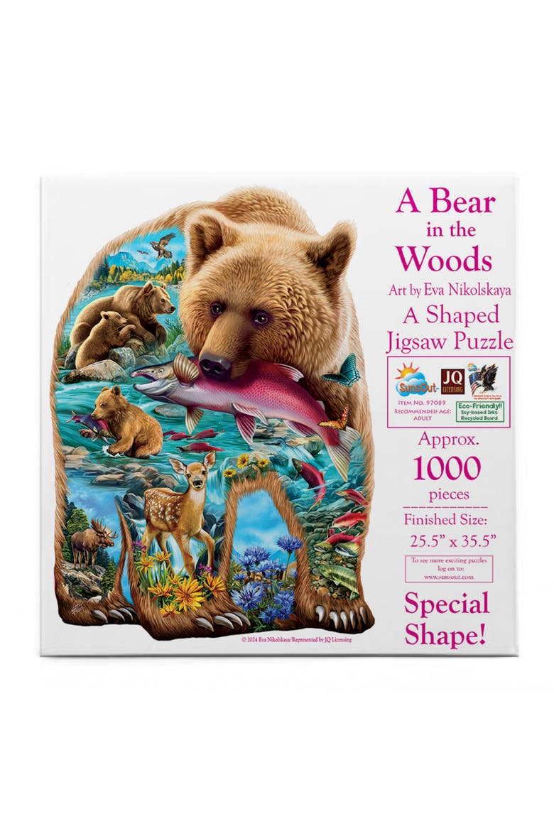 A Bear in the Woods 1000 piece Jigsaw Puzzle for Adults Special Shape, Alternate, color, Multicolor