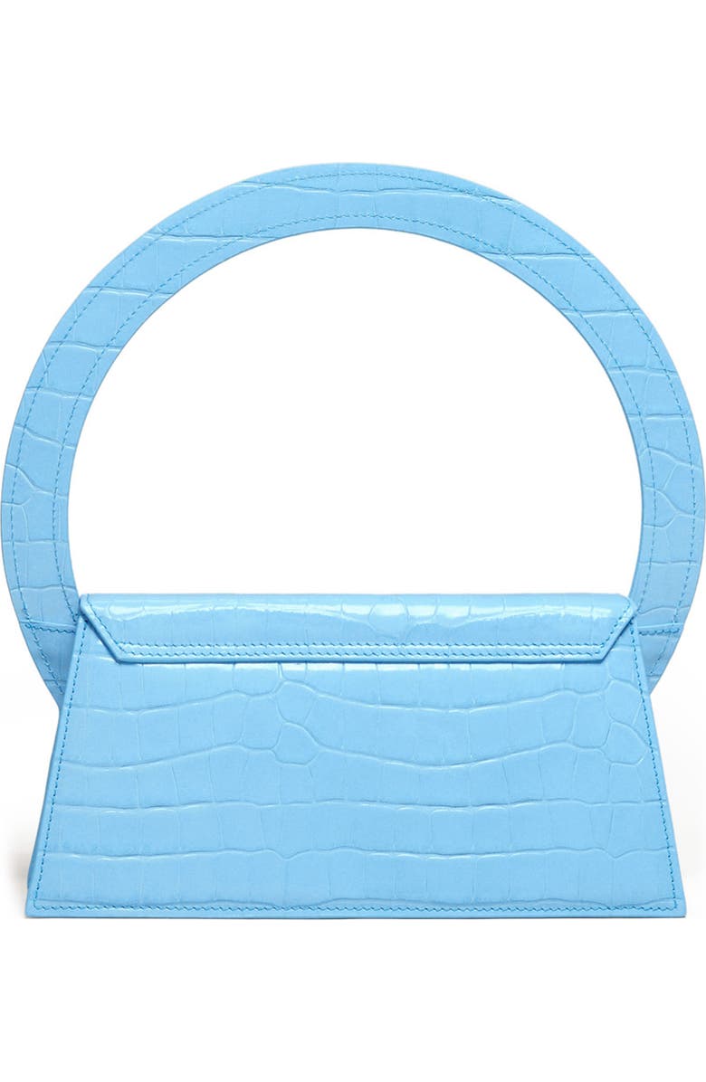 Jacquemus Le Sac Rond Croc Embossed Leather Top Handle Bag, Alternate, color,