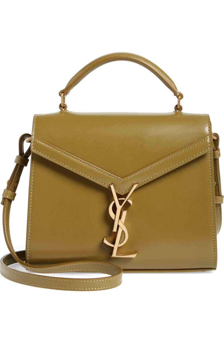 Saint Laurent Mini Cassandra Leather Top Handle Bag, Main, color, Vert Olive
