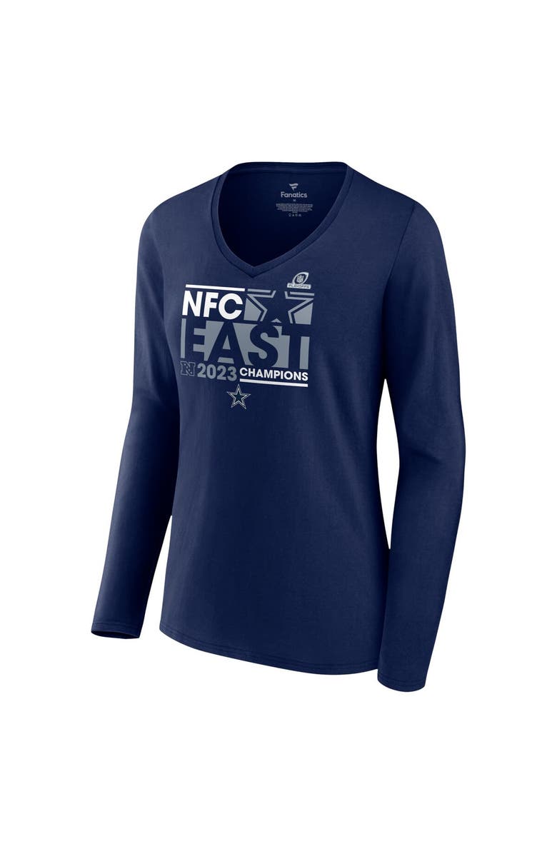 FANATICS Women's Fanatics Branded  Navy Dallas Cowboys 2023 NFC East Division Champions Conquer Long Sleeve V-Neck T-Shirt, Alternate, color, 