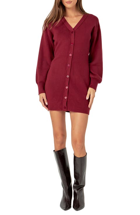 Rib Long Sleeve Minidress