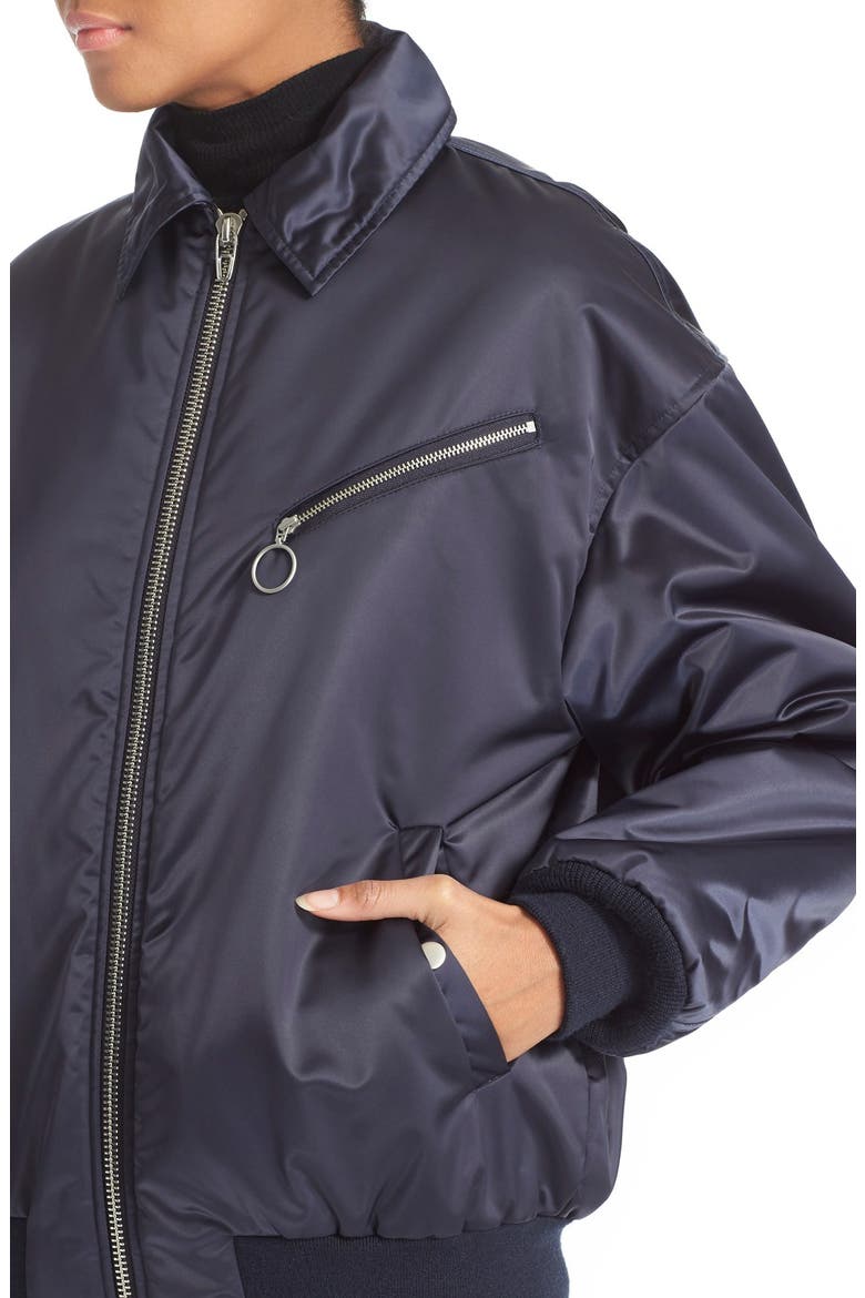 T by Alexander Wang Nylon Bomber Jacket, Alternate, color, MARINE
