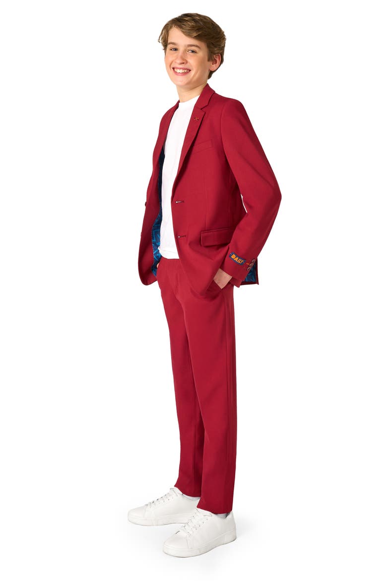 Kids' Daily Bright Burgundy Stretch Suit, Alternate, color, RED